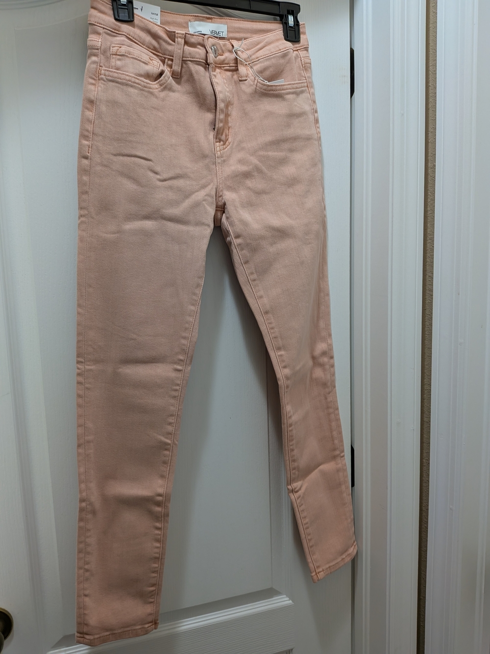 Vervet Haylie High-Rise Slim Jeans in Peach - Women